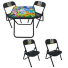 Conjunto Mesa Infantil Dobrável C/ 4 Cadeira Aço Até 40kg Ideal P/ Crianças Cor Divertida Estampa Lúdica Não Risca Chão Conjunto Mesa Infantil Dobrável C/ 4 Cadeira Aço Até 40kg Ideal P/ Crianças Cor Divertida Estampa Lúdica Não Risca Chão