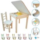 Conjunto Mesa Infantil Madeira MDF Maciça Baú Com 1 Cadeira Premium