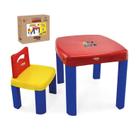 Conjunto mesa infantil reforçada para atividades refeição brincadeira com 1 cadeira simotoys