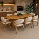 Conjunto Mesa Jantar 220cm 8 Cadeiras Madeira Laminada Sala Área Gourmet Moderna Savana Organica cor:material sintético CARAMELO