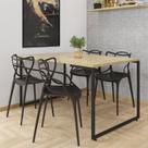 Conjunto Mesa Jantar 4 Cadeiras Industrial Aço Allegra PP Preta Yescasa Conjunto Mesa Jantar 4 Cadeiras Industrial Aço Allegra PP Preta Yescasa