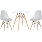 Conjunto Mesa Jantar Eiffel 70cm Branca + 2 Cadeiras Charles Eames Branca