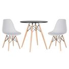 Conjunto Mesa Jantar Eiffel 70cm Preta 2 Cadeiras Branca