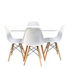 Conjunto Mesa Jantar Eiffel 80cm Branco Mdf 4 Cadeiras
