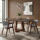 Conjunto Mesa Jantar Isabela 1,2m Freijó Pés Mel 4 Cadeiras Gabriela Sala Jantar - Cinza Linho