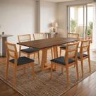 Conjunto Mesa Jantar Julia 1,6m Tampo Freijó Pés Cerejeira 6 Cadeiras Manuela Premium - Preto Veludo Conjunto Mesa Jantar Julia 1,6m Tampo Freijó Pés Cerejeira 6 Cadeiras Manuela Premium - Preto Veludo