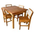 Conjunto Mesa Jantar Madeira Maciça Mineirinha 1,20m 4 Cadeira Colonial - Jequitibá
