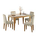 Conjunto Mesa Jantar Retangular Aurea Tampo Vidro 4 Cadeiras