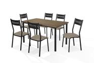 Conjunto mesa jasmim 1,35x0,80 mdp c/6 cadeiras titanium tampo nogal tubo preto Conjunto mesa jasmim 1,35x0,80 mdp c/6 cadeiras titanium tampo nogal tubo preto