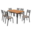 Conjunto mesa jogo sala jantar ciplafe jade flex 6 cadeiras tubo preto fosco tampo madeira bp freijo 1,36m x 0,80m assento estofado