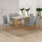 Conjunto Mesa Julia 160cm com 6 Cadeiras Madeira Maciça Lara