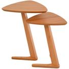 Conjunto Mesa Lateral Apoio Flat Alta/Baixa em Madeira Maciça