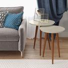 conjunto mesa lateral / apoio para sala redonda retro