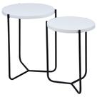 Conjunto mesa lateral Dallas em ferro e Mdf