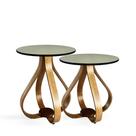 Conjunto Mesa Lateral De Canto Pés Cebola Espelhada