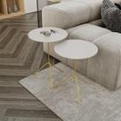 Conjunto Mesa Lateral de Canto Pugly 55x40x40cm Cinza Fendy/Dourado