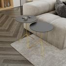 Conjunto Mesa Lateral de Canto Pugly 55x40x40cm Preto/Dourado