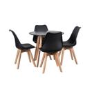 Conjunto Mesa Leda 90 Cm Preta + 4 Cadeiras Leda Pretas