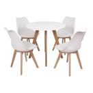 Conjunto Mesa Leda Branca 80 Cm + 4 Cadeiras Leda Brancas