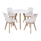 Conjunto Mesa Leda Branca 90 Cm + 4 Cadeiras Leda Brancas