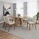 Conjunto Mesa Lins 160cm com Vidro 06 Cadeiras Elena