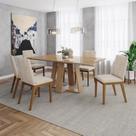 Conjunto Mesa Lins 160cm com Vidro 06 Cadeiras Elena