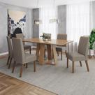 Conjunto Mesa Lins 160cm com Vidro 06 Cadeiras Nina