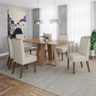 Conjunto Mesa Lins 160cm com Vidro 6 Cadeiras Nina