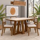 Conjunto Mesa Lins 4 Cadeiras Sextavada Freijó/off/bouclé Off - M.a Conjunto Mesa Lins 4 Cadeiras Sextavada Freijó/off/bouclé Off - M.a
