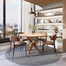 Conjunto Mesa Lisboa Tampo Redondo Madeira Maciça 4 Cadeiras Bless Estofadas Marrom Yescasa