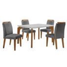 Conjunto Mesa Liz 120cm Com 4 Cadeiras Athenas Moderna Linho Grafite Off White Imbuia