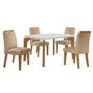 Conjunto Mesa Liz 120cm Com 4 Cadeiras Athenas Moderna Turim Off White Imbuia