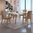 Conjunto Mesa Liz 120cm Com 4 Cadeiras Athenas Moderna Veludo Capuccino Off White Imbuia