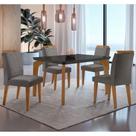 Conjunto Mesa Liz 120cm Com Vidro 4 Cadeiras Athenas Mod... Vel.grafite Grafite Imbuia Serig. Grafit