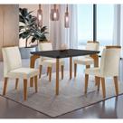 Conjunto Mesa Liz 120cm Mdf 4 Cadeiras Athenas Moderna Veludo Creme/grafite/imbuia Conjunto Mesa Liz 120cm Mdf 4 Cadeiras Athenas Moderna Veludo Creme/grafite/imbuia