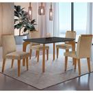 Conjunto Mesa Liz 120cm Mdf Com 4 Cadeiras Athenas Moderna Turim / Grafite / Imbuia