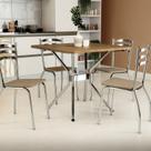 Conjunto Mesa Loire 4 Cadeiras Portugal Marrom/Cromado/Capuccino