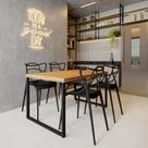 Conjunto Mesa Madeira Maciça Bernardo 1,20m Ferragem Preta com 4 Cadeiras Alegra Preta