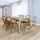 Conjunto Mesa Madeira Maciça Piazza com 3 Kits Cadeira Madeira Maciça Paglia