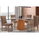 Conjunto Mesa Maldivas c/ Tampo Madeirado c/ Vidro Canto Curvo 90x90cm e 4 Cadeiras Maldivas Naturale/Off White - Suede Capuccino-Rufato Conjunto Mesa Maldivas c/ Tampo Madeirado c/ Vidro Canto Curvo 90x90cm e 4 Cadeiras Maldivas Naturale/Off White - Suede Capuccino-Rufato