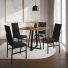 Conjunto Mesa Mônaco Premium 90cm com 4 Cadeiras Estofadas para Sala Jantar Cozinha - Imbuia/preto