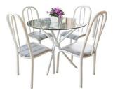 Conjunto Mesa Munique de jantar de cozinha redonda vidro 90cm com 4 cadeiras