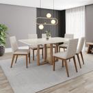 Conjunto Mesa Natalí 160cm com Vidro 06 Cadeiras Elena