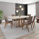 Conjunto Mesa Natalí 160cm com Vidro 06 Cadeiras Elena