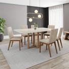 Conjunto Mesa Natalí 160cm com Vidro 06 Cadeiras Elena