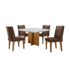 Conjunto Mesa Olímpia 90cm Em Mdf 4 Cadeiras Liz Moderna Veludo Marrom Off White Imbuia Conjunto Mesa Olímpia 90cm Em Mdf 4 Cadeiras Liz Moderna Veludo Marrom Off White Imbuia