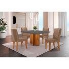 Conjunto Mesa Olímpia 90cm Tampo Em Mdf 4cad Capuccino Conjunto Mesa Olímpia 90cm Tampo Em Mdf 4cad Capuccino