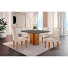 Conjunto Mesa Olímpia 90cm Tampo Em Mdf 4cad Creme Conjunto Mesa Olímpia 90cm Tampo Em Mdf 4cad Creme
