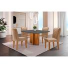 Conjunto Mesa Olímpia 90cm Tampo Em Mdf 4cad Grafite Conjunto Mesa Olímpia 90cm Tampo Em Mdf 4cad Grafite