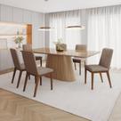 Conjunto Mesa Olívia 200cm com Vidro 06 Cadeiras Pietra